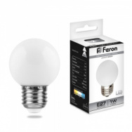 FERON лампа LED декоративная LB-37 шарик матовый G45 Е-27 1W холодный*