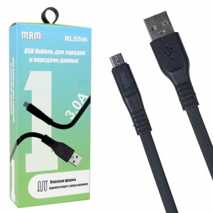 Кабель USB RL55 Micro Резиновый плоский 1m