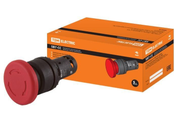 Изображение товара Кнопка грибовидная, возврат поворотом SB7-CCS545 d35мм 1з+1р красная TDM