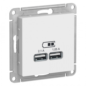 Systeme (Schneider) Electric  ATLASDESIGN USB РОЗЕТКА, 5В, 1 порт x 2,1 А, 2 порта х 1,05 А, механизм, БЕЛЫЙ