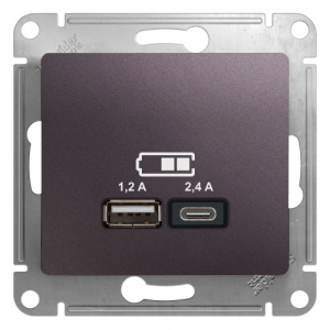 Systeme (Schneider) Electric  GLOSSA USB РОЗЕТКА A+С, 5В/2,4А, 2х5В/1,2 А, механизм, СИРЕНЕВЫЙ ТУМАН
