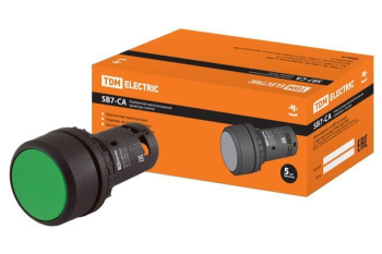 Изображение товара Кнопка SB7-CA35 d22мм 1з+1р зеленая TDM