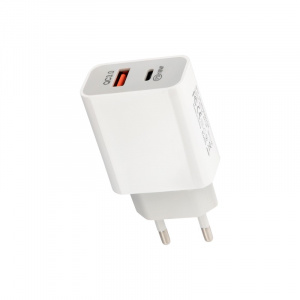 Сетевое зарядное устройство REXANT USB-A+USB-C адаптер, 18W белое