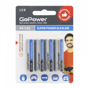 GoPower Батарейка LR6 AA BL4 Alkaline 1.5V (4/48/576)
