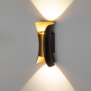 ЭРА Декоративная подсветка WL42 BK+GD светодиодная 10Вт 3500К черный/золото IP54 для интерьера, фасадов зданий