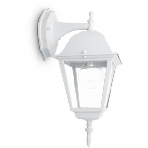 FERON Светильник садово-парковый 4102/PL4102 четырехгранный на стену вниз 60W E27 230V, белый
