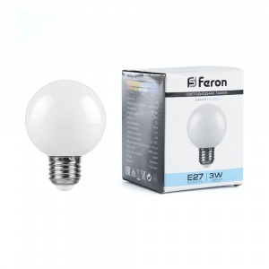 FERON Лампа светодиодная LB-371 Шар E27 3W 6400K матовый