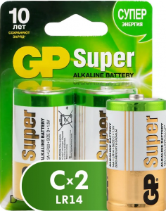 GP Батарейка LR14 C BL2 Super Alkaline 1.5V (2/20/160)