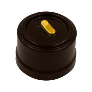 BIRONI Выключатель 1-кл., пластик, цвет Коричневый, Золото (клавишный)