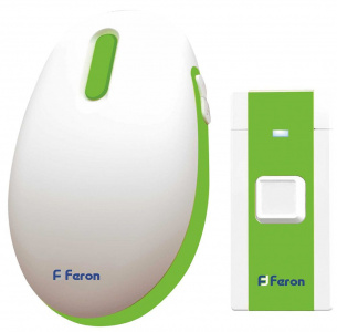 FERON Звонок электрический дверной, (36 мелодий), белый, зеленый, E-375*
