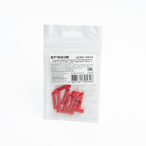 STEKKER Соединители электрические, сечение 0,5-1,5 мм2, 19A, красный, LD301-0515 (DIY упаковка 10 шт), гильза соединительная