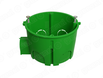 GREENEL Коробка установочная D68х45 с одним стыковочным узлом для кирпичных стен, цвет - зеленый (250шт.) ТМ GREENEL