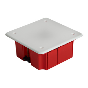 STEKKER EBX30-02-1-20-92 Коробка монтажная для полых стен, с пластиковыми зажимами, с крышкой, 92*92*45мм, IP20, красный (GE41022)