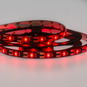 Лента светодиодная 5В, SMD2835, 4,8Вт/м, 60 LED/м, красный, 8мм, 1м, с USB коннектором, черная, IP65 LAMPER