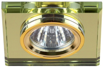 ЭРА DK8 GD/YL  DK8 GD/YL Светильник ЭРА декор стекло квадрат MR16,12V/220V, 50W, золото/зеркальный желтый