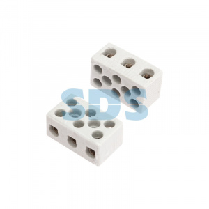 Клемма керамическая винтовая КВ 10 мм² 3 пары контактов с крепежным отверстием (84 шт./уп.) REXANT