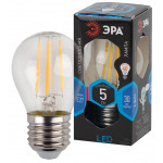 Лампочка светодиодная ЭРА F-LED P45-5W-840-E27 Е27 / Е27 5Вт филамент шар нейтральный белый свет